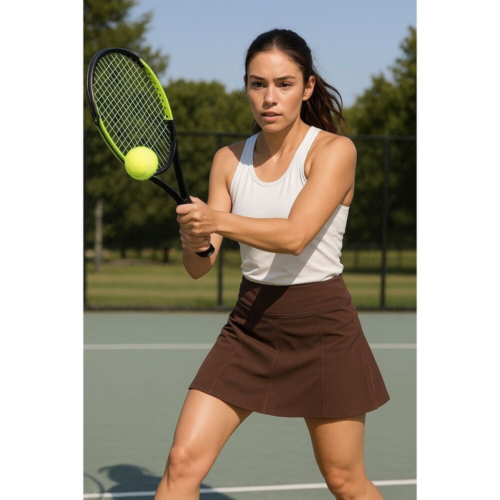 Athleta Brown Skort Size 8 Stretch Active Skirt Skort Built-In Liner Tennis Runn